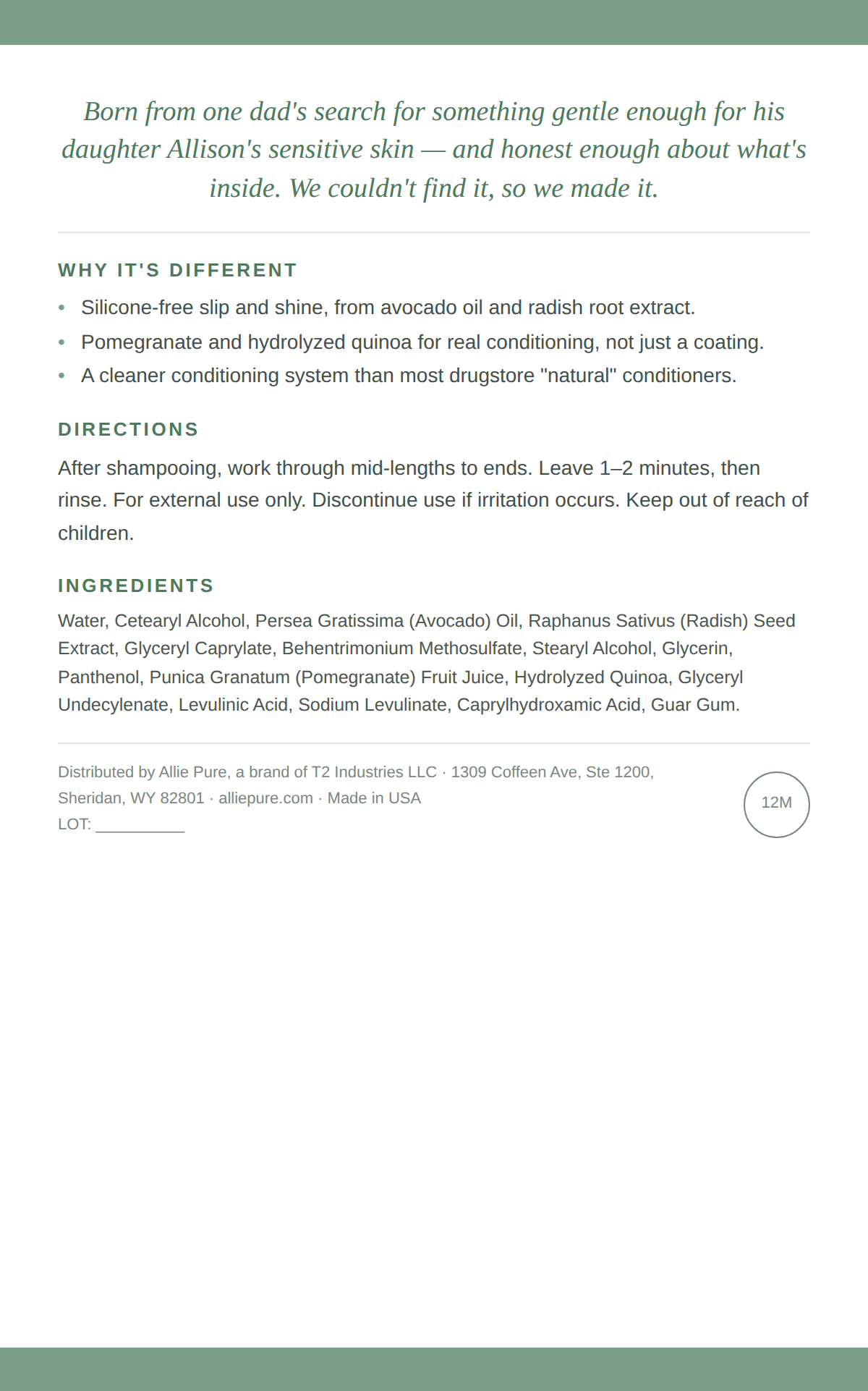 Botanical Conditioner back label